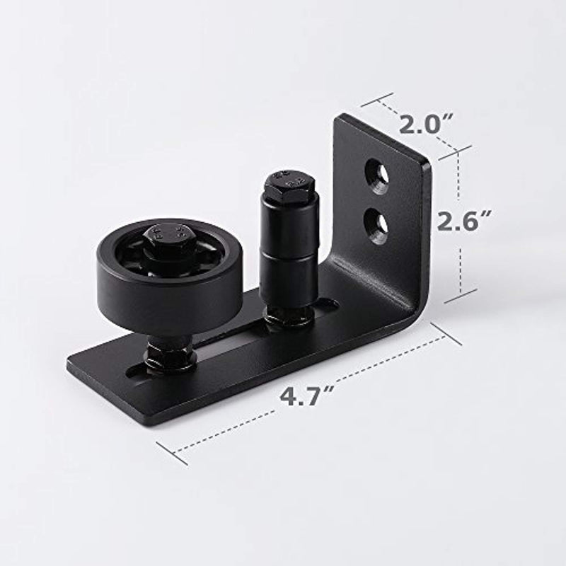 Barn Door Floor Guide Stay Roller, Fully Adjustable Black Powder Coated with 8 Different Setups, Flush With Floor Wall Mount Bracket, Perfect Fit For All Barn Doors