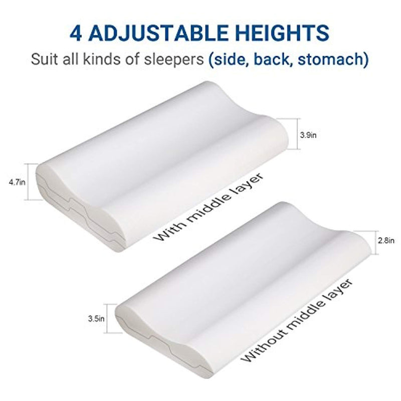 UTTU Adjustable Dynamic Memory Foam Pillow, Bamboo Pillow for Sleeping, Cervical Pillow for Neck Pain, Neck Support for Back, Stomach, Side Sleepers, Orthopedic Pillow, Contour Pillow, CertiPUR-US