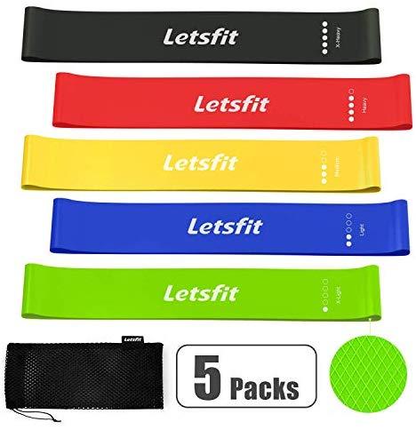 Letsfit Resistance Loop Bands, Resistance Exercise Bands for Home Fitness, Stretching, Strength Training, Physical Therapy, Natural Latex Workout Bands, Pilates Flexbands, 12" x 2"