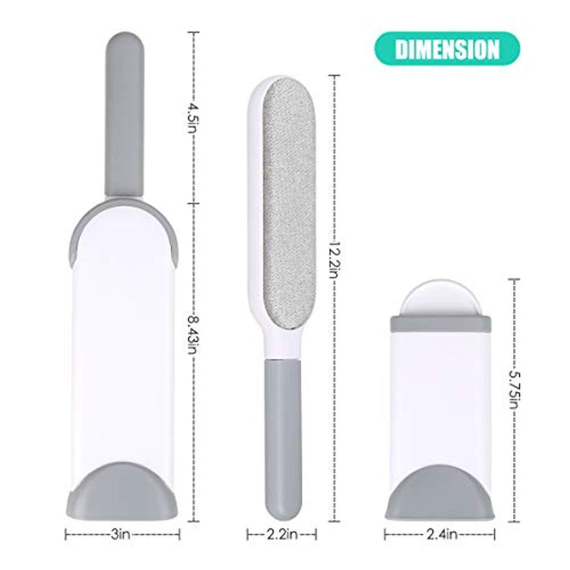 Lint Brush Pet Fur Hair Remover Brush with Self-Cleaning Base - Dog & Cat Hair Remover for Furniture, Couch, Carpet, Bed, Car Seat, Clothing - Animal Fur & Dust Removal Double-Sided Tool