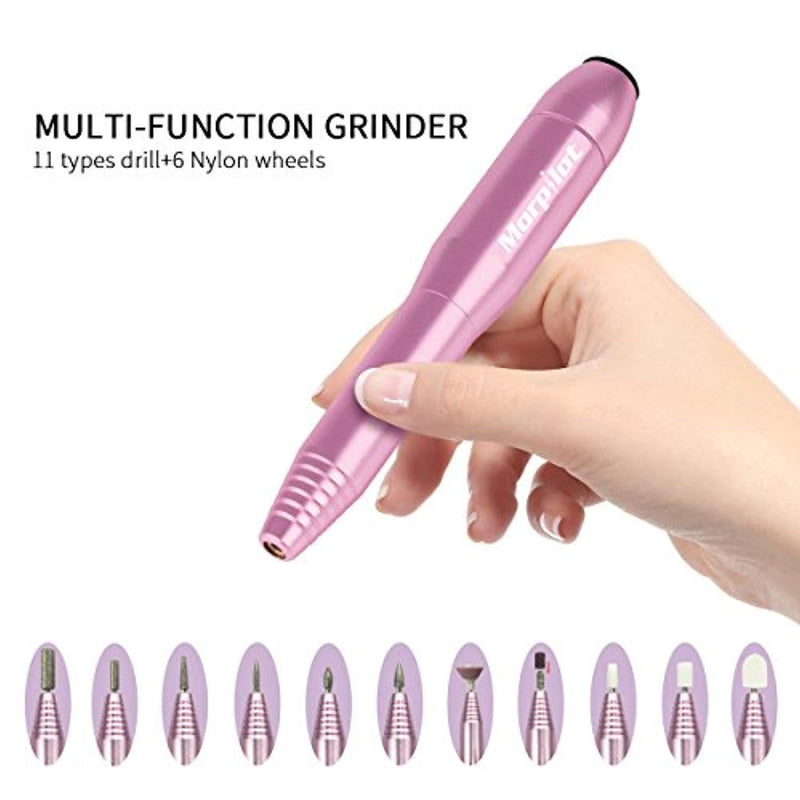 Electric Nail Drill, Morpilot 11 in 1 Professional Nail File Manicure Pedicure Handpiece Grinder Acrylic Nail Tools with Polishing Tools FDA Approved