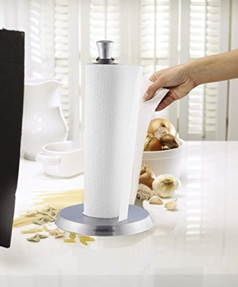 Counter Aid Paper Towel Holder, Vertical Stand-Up Counter-Top Dispenser - Stainless Steel, Silicone Grip, Non-Skid Base, Fits All Sizes