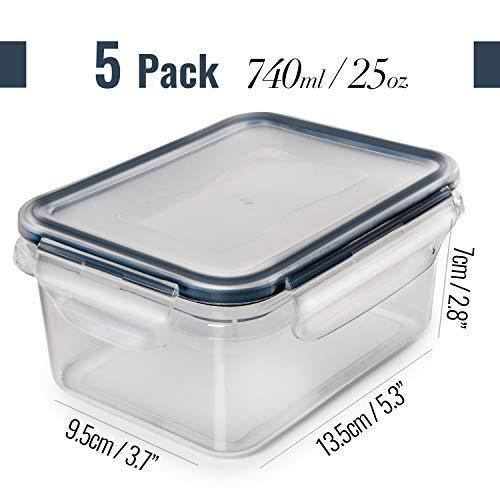Food Storage Containers with Lids - Food Containers with Lids Plastic Containers with Lids (25 Ounce) - Leak Proof Lunch Containers Plastic Storage Containers with Lids - BPA-Free Meal Prep Containers