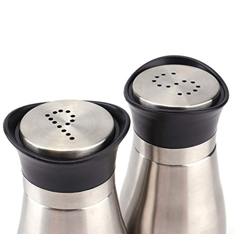 Tebery 4 Ounces Salt and Pepper Shakers Set, Elegant Stainless Steel with Glass Bottom,Set of 2