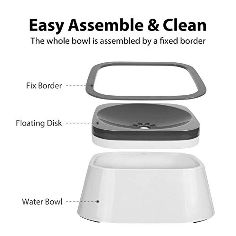 Vitalumos Dog Water Bowl, Splash-Free Pet Bowl with Antibacterial Material, Vehicle Carried Water Bowl for Dogs/Cats/Pets