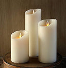 Luminara Flameless Candle Set of 3pcs,3.5-Inch by 5/7/9-Inch Pillar Candle with Moving Wick,Ivory