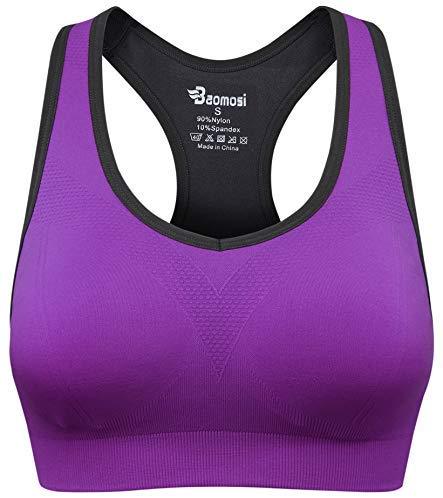 BAOMOSI Women's Seamless Racerback Sports Bra High Impact Support Yoga Gym Workout Fitness