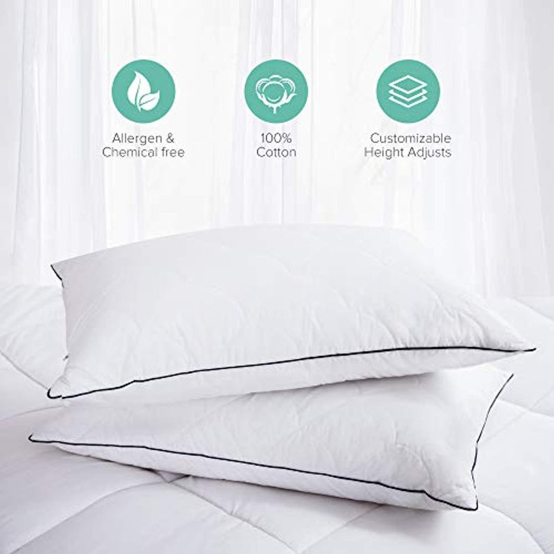 Sable Pillows for Sleeping, Registered FDA Goose Down Alternative Bed Pillow 2 Pack, Super Soft Plush Fiber Fill, Adjustable Loft, Relief Neck Pain, Side Sleeper, Hypoallergenic, Queen Size