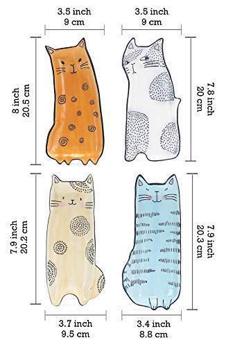 Bico Yes No Maybe Ok Ceramic Appetizer Plates Set of 4, Microwave & Dishwasher Safe, For Dessert, Fruit, Cookie