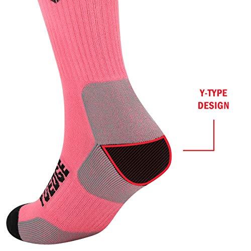 YUEDGE Women's Cushion Cotton Crew Socks Multi Performance Athletic Hiking Socks(2 Pairs/Pack)