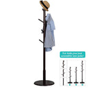 Vlush Sturdy Wooden Coat Rack Stand, Entryway Hall Tree Coat Tree with Solid Round Base for Hat,Clothes,Purse,Scarves,Handbags,Umbrella-(8 Hooks,Dark Brown)