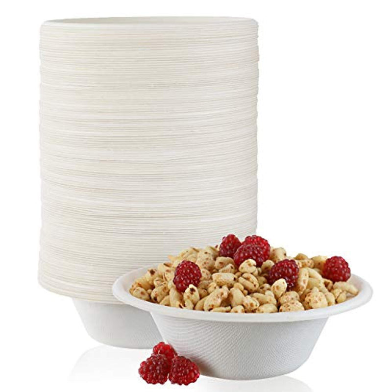 125 Pack - Biodegradable, Compostable Eco Friendly Sugarcane Bowls/Bagasse Disposable 12 oz. Bowl, Safe for Hot and Cold Foods