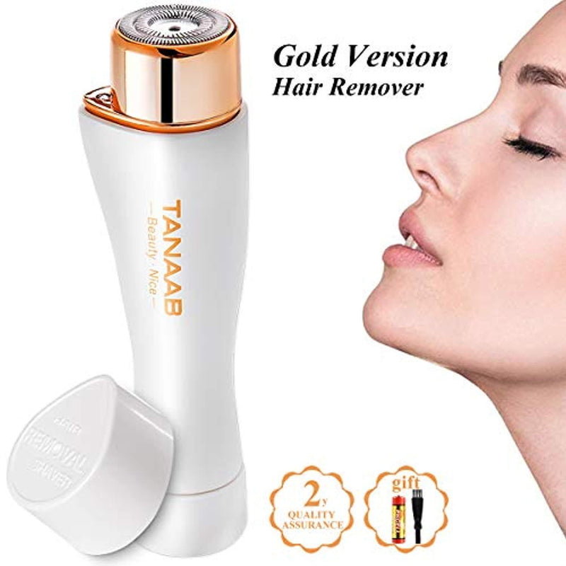 TANAAB Facial Hair Removal for Women Painless Waterproof Facial Hair Remover Shaver Trimmer for Face Lips Chin Cheeks Arm Built-in LED (White Gold)