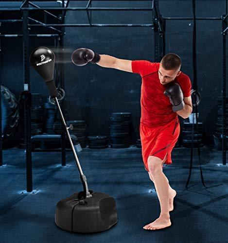 Tech Tools Punching Reflex Boxing Bag with Stand, Height Adjustable - Freestanding Punching Ball Speed Bag - Great for MMA Training, Stress Relief & Fitness