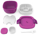 Bentgo Salad BPA-Free Lunch Container with Large 54-oz Salad Bowl, 3-Compartment Bento-Style Tray for Salad Toppings and Snacks, 3-oz Sauce Container for Dressings, and Built-In Reusable Fork (Purple)