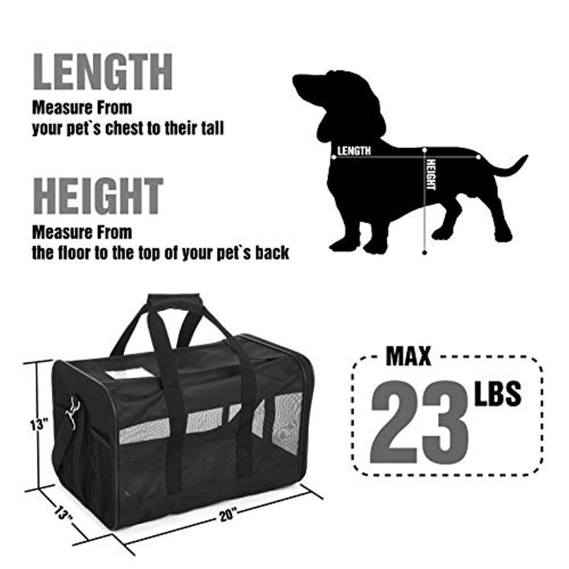 HITCH Pet Travel Carrier Soft Sided Portable Bag for Cats, Small Dogs, Kittens or Puppies, Collapsible, Durable, Airline Approved, Travel Friendly, Carry Your Pet with You Safely and Comfortably