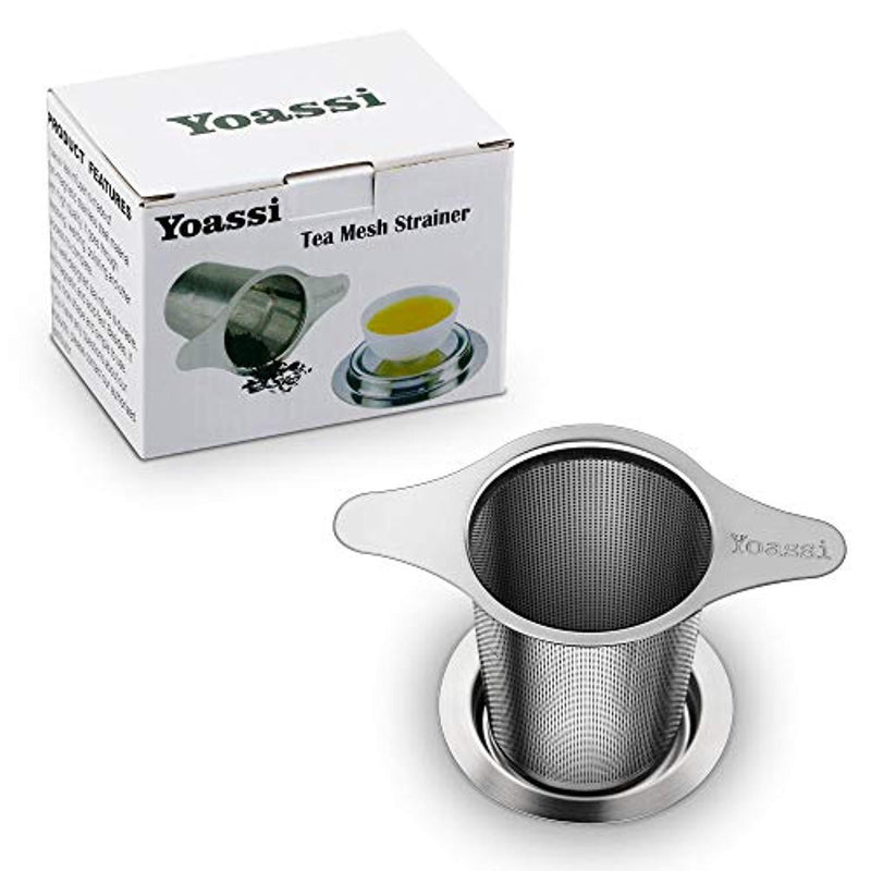 Yoassi Extra Fine FDA Approved 18/8 Stainless Steel Tea Infuser Mesh Strainer with Large Capacity & Perfect Size Double Handles for Hanging on Teapots