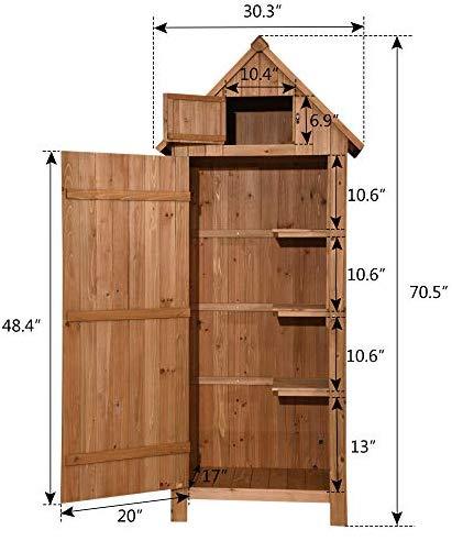 MCombo Outdoor Storage Cabinet Tool Shed Wooden Garden Shed Organizer Wooden Lockers with Fir Wood (70") (Natural)