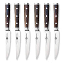 Steak Knives Knife Set of 6 or 12 - Natural Ebony Wood Full Tang Handle - Serrated Blade - German Stainless Steel - Gift Box Set - Not Dishwasher Safe