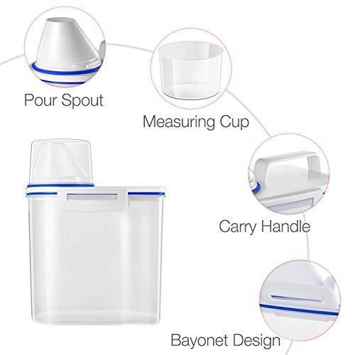 Mini Dry Food Storage Container - Rice Container with Pour Spout + Cup - Handy Dry Food Keeper for Sugar Beans Grain Candy 1.5L Blue