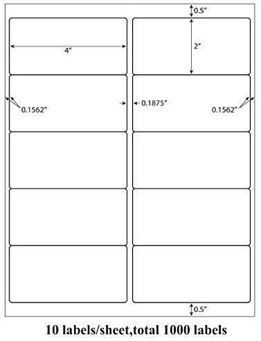 100 Sheets Sticker Labels Shipping Address Labels for Laser/Ink Jet Printer (2-up)