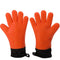 Easy Clean Silicone BBQ Cooking Gloves Set,Smoker Premium Long Rubber BBQ Oven Gloves Heat Resistant Kitchen grilling Gloves Long Waterproof Non-slip Potholder For Barbecue,Baking (Orange)