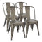 Furmax Metal Dining Chair Indoor-Outdoor Use Stackable Classic Trattoria Chair Chic Dining Bistro Cafe Side Metal Chairs Gun Metal(Set of 4)
