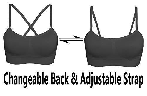 AKAMC Women's Removable Padded Sports Bras Medium Support Workout Yoga Bra 3 Pack