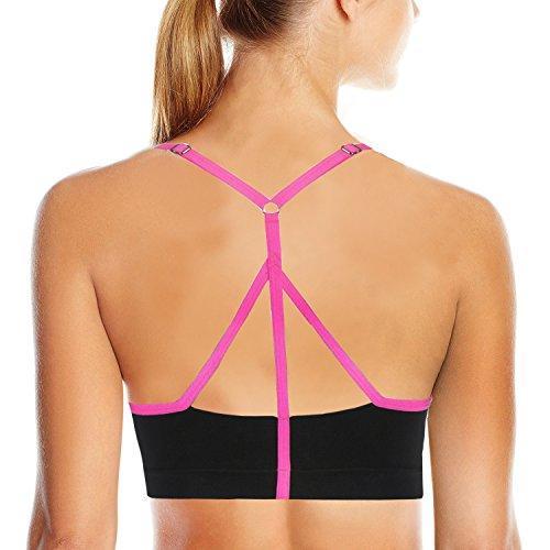 AKAMC Women's Removable Padded Sports Bras Medium Support Workout Yoga Bra 3 Pack