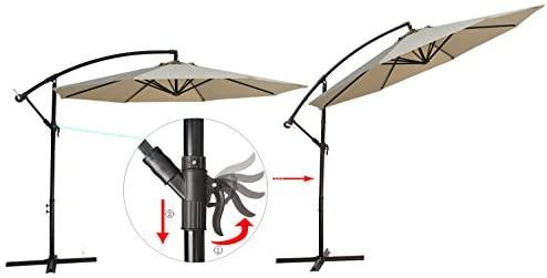 Nature's Blossom 10 Ft Cantilever Offset Patio Umbrella Outdoor Aluminum Hanging Umbrella with Crank and Air Vent, 8 Ribs, Taupe