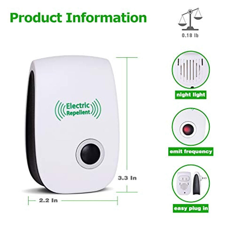 VEPOWER [2018 Upgraded Ultrasonic Pest Repeller, Mosquito Repellent, Electronic Pest Control Plug in for Spider Ant Mice Roach and Other Insects (4 Packs)