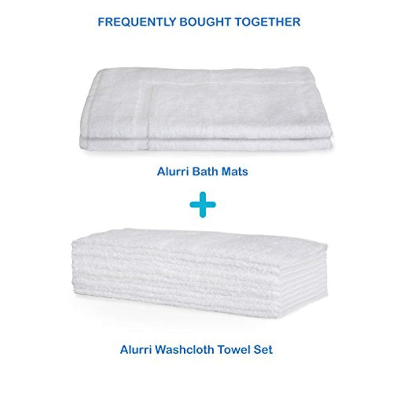 Alurri Bath Mat - 2 Pack - Machine Washable Cotton BathMats - Quick Dry Shower/Bathtub Step Out Bath Rug - Soft, Plush & Super Absorbent - Hotel, Spa Bathroom Floor Towel Mat (20x30, Washcloth)