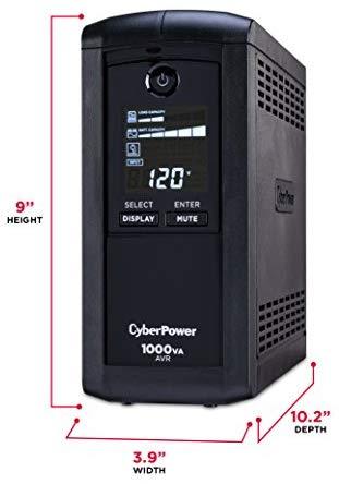 CyberPower  CP1500AVRLCD Intelligent LCD UPS System, 1500VA/900W, 12 Outlets, AVR, Mini-Tower