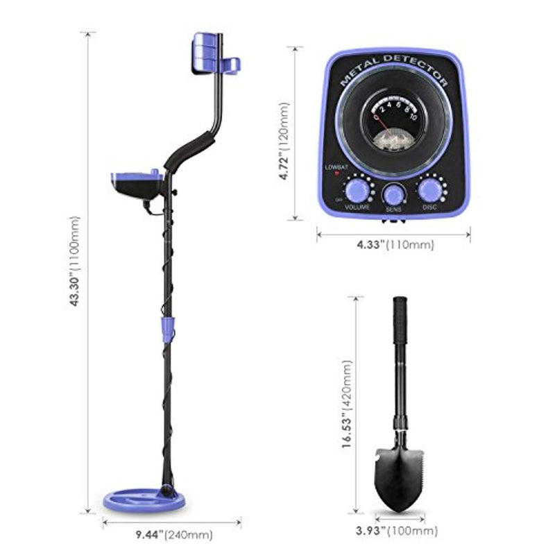 INTEY Metal Detector for Adults and Kids Waterproof GC-1065 Metal Detectors for Amateur Adjustable(35"-45") High Accuracy with LED Flash Light &Two Mode(Multi-Function Folding Shovel)