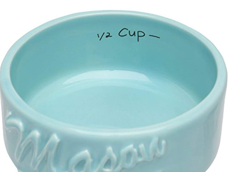 Mason Jar Measuring Cups Set - Set of 4 Ceramic Measuring Cups (1/4, 1/3, 1/2, 1 cup) in Rustic, Antique, Farmhouse Design Perfect for Your Kitchen by Sparrow Decor (Blue)
