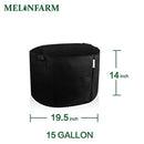 MELONFARM 5-Pack 15 Gallon Plant Grow Bags - Smart Thickened Non-Woven Aeration Fabric Pots Container with Strap Handles for Garden and Planting