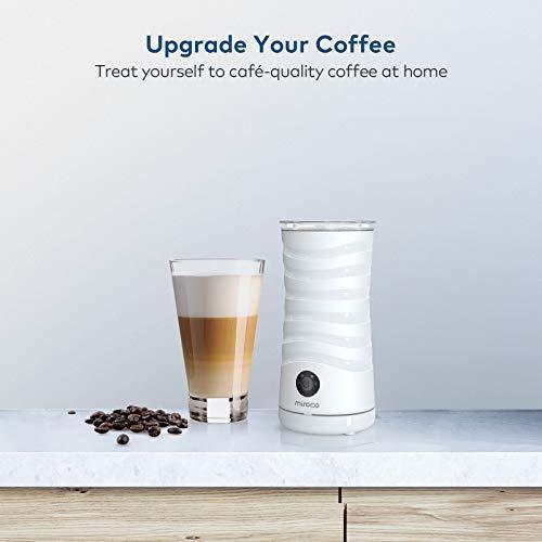 Milk Frother Miroco Electric Milk Steamer Automatic Soft Foam Maker Cold Hot Milk Warmer Silent Operation for Cappuccino, Latte, Coffee White