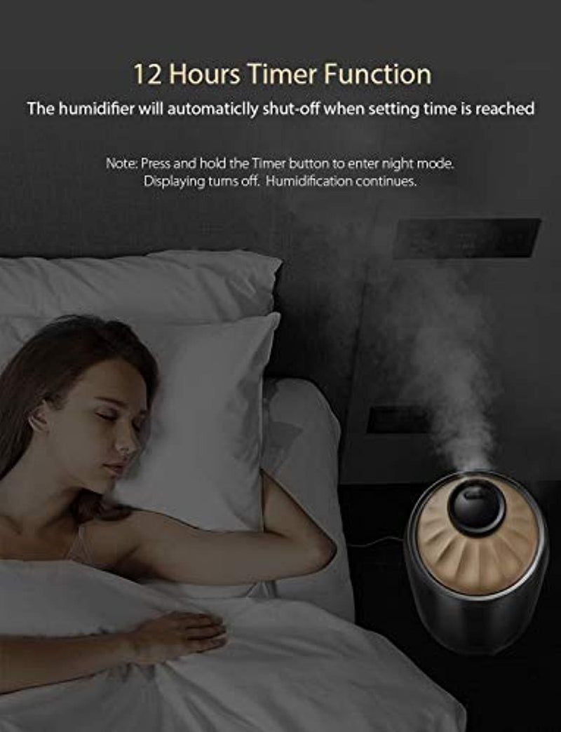 iTvanila Cool Mist Humidifiers, Ultrasonic Humidifiers, Air Humidifiers 5L Large Water Tank for Baby,Bedroom,Living Room,Office,Auto-Off Whisper Quiet (Black)