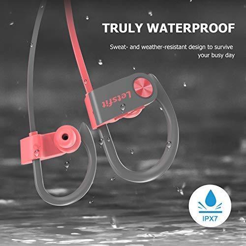 Bluetooth Headphones, Letsfit Wireless Headphones, IPX7 Waterproof Sports Earphones Gym Running, HD Stereo Headset w/Mic, 8 Hours Battery Noise Cancelling Bluetooth Earbuds
