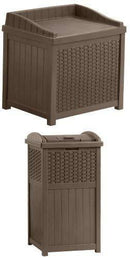 Suncast 22 Gallon Resin Storage Seat - Contemporary Indoor and Outdoor Bin Stores Tools, Toys, and Accessories - Mocha Wicker