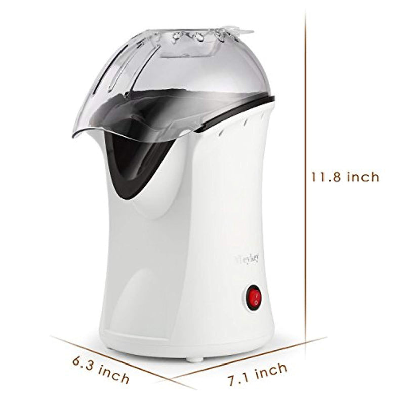 Hot Air Popcorn Popper, Popcorn Maker, 1200W Electric Popcorn Machine with Measuring Cup and Removable Lid, Healthy Popcorn Maker for Home, No Oil Needed, Great For Kids (White)