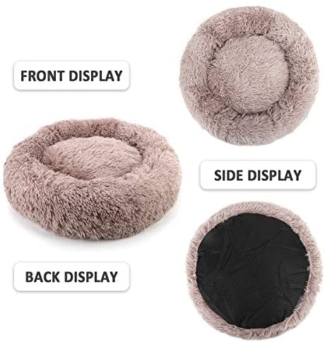 Nest 9 Donut Dog Cat Bed, Soft Plush Pet Cushion, Anti-Slip Machine Washable Self-Warming Pet Bed - Improved Sleep for Cats Small Medium Dogs (Multiple Sizes)