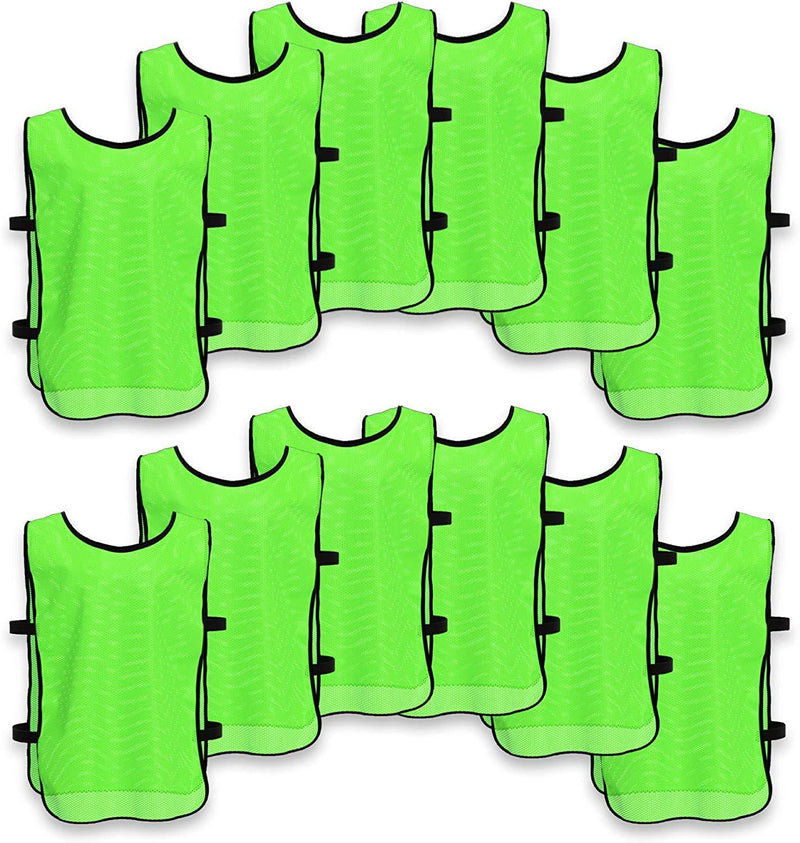 Unlimited Potential Nylon Mesh Scrimmage Team Practice Vests Pinnies Jerseys Bibs for Children Youth Sports Basketball, Soccer, Football, Volleyball (Pack of 12)