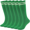 Youth Soccer Socks Fasoar Teens Knee High Football Socks Long Striped Rugby Tube Socks 2/6/10 Pairs