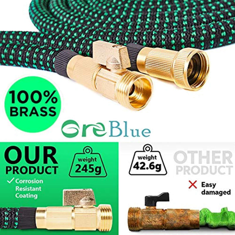 50/100ft Expandable Garden Hose Expanding Water Hoses,Flexible Lightweight Gardening Hoses No Kink, Outdoor Yard Cloth Expandable Hose with 100% Solid Brass Valve 9 Function Hose Nozzle (Black 100FT)