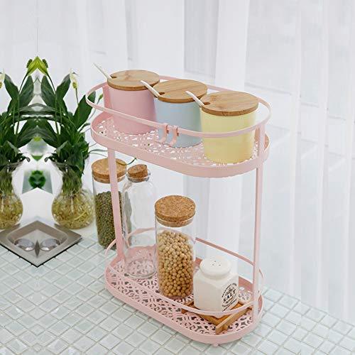 ZGXY 2 Tier Food Storage Container for Cabinet, Pantry, Refrigerator, Countertop Organizer for Spices, Condiments, Baking Supplies-Pink