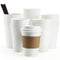 100 Pack 12 oz Disposable Hot Paper Coffee Cups with Lids, Sleeves and Straws to Go - White Drink Hot Cup from Eupako