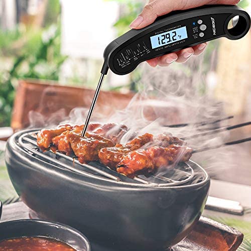 A ALPS Digital Instant Read Meat Thermometer with Probe Fast Waterproof Thermometer with Back light and Calibration. Digital Food Thermometer for Cooking, Kitchen