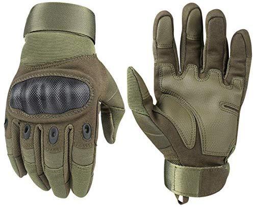 HIKEMAN Tactical Army Military Gloves Rubber Hard Knuckle Outdoor Full Finger Touch Screen Gloves for Men Fit for Cycling Motorcycle Hunting Shooting Hiking Camping Airsoft Paintball