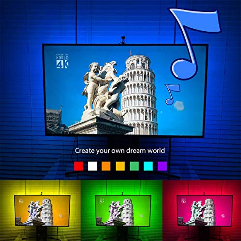 G GEEKEEP Music Activated LED Strip Lights,16.4ft/5m 12V Color Changing Rope Lights Pulse to Beats of Music